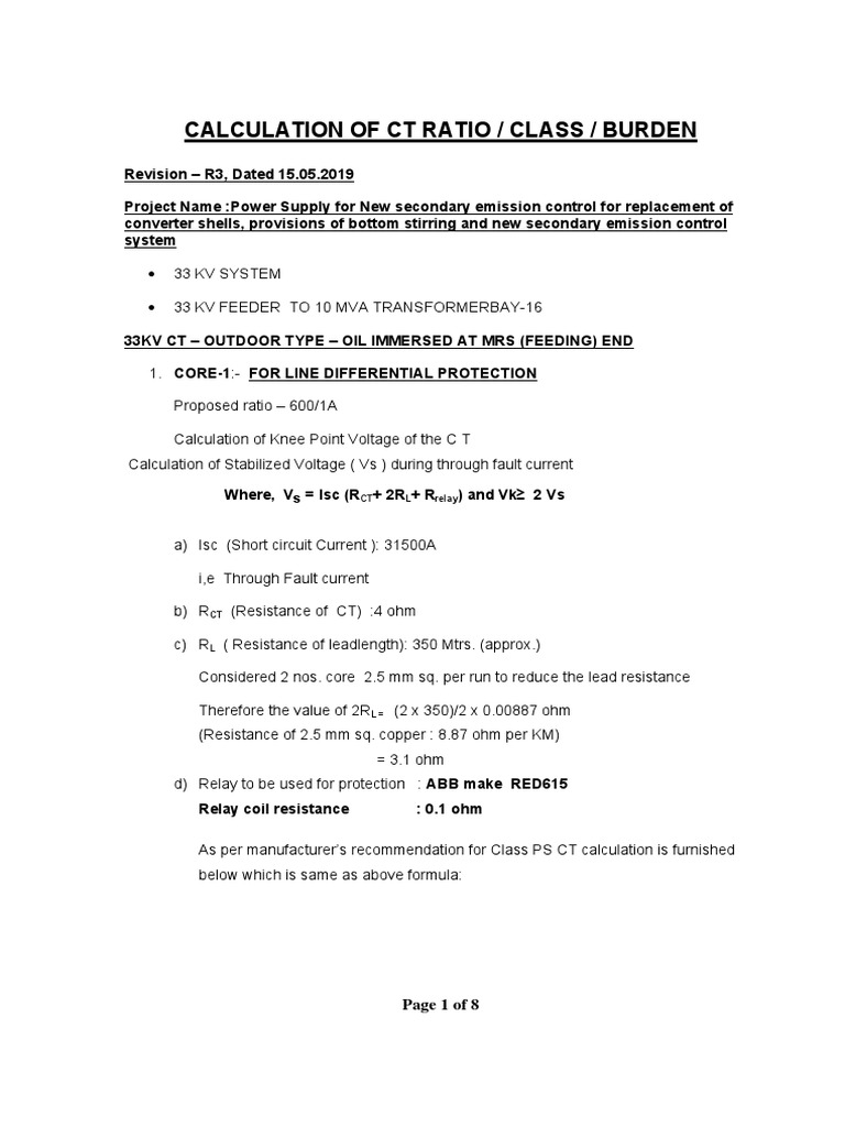 CT Ratio and Burden Calculations | PDF | Transformer | Electrical ...