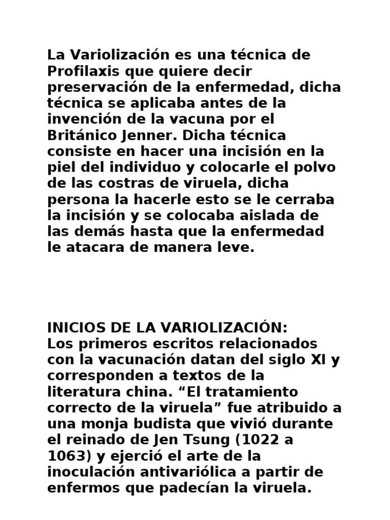 Variolización | PDF | Viruela | Vacunas