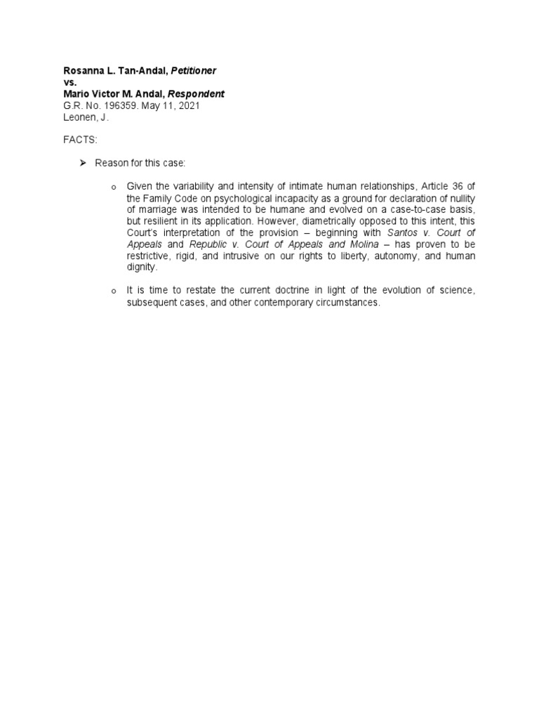 Tan Andal Vs. Andal Case Digest