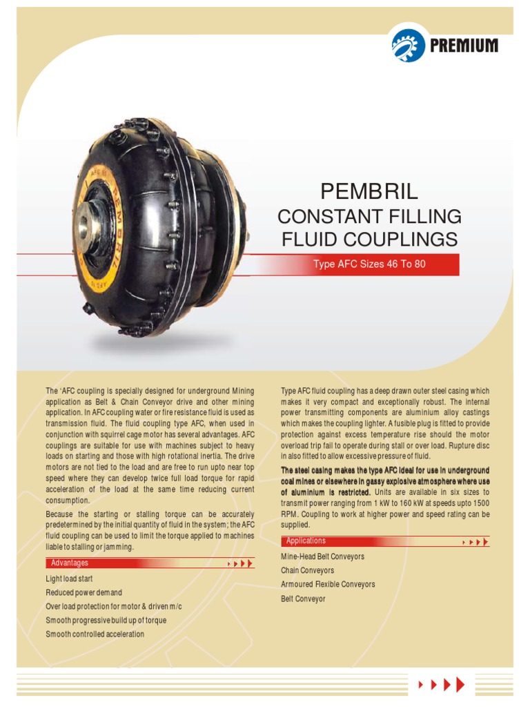 Pembril Constant Filling Fluid Couplings PDF Electric Motor Belt