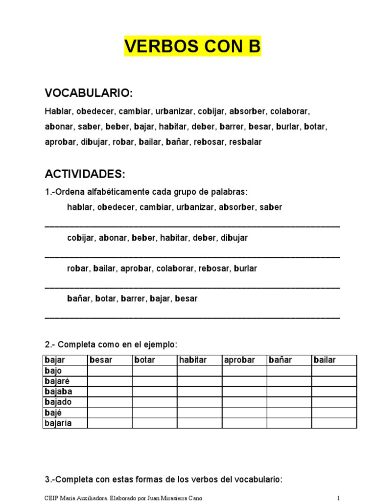 Verbos en Español con la Letra B | PDF | Lingüística | Idiomas