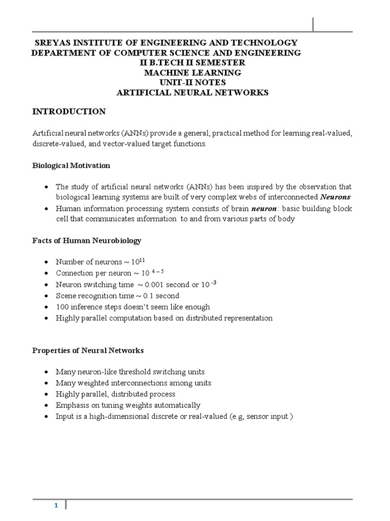 Unit 2 Machine Learning Notes | PDF | Artificial Neural Network ...