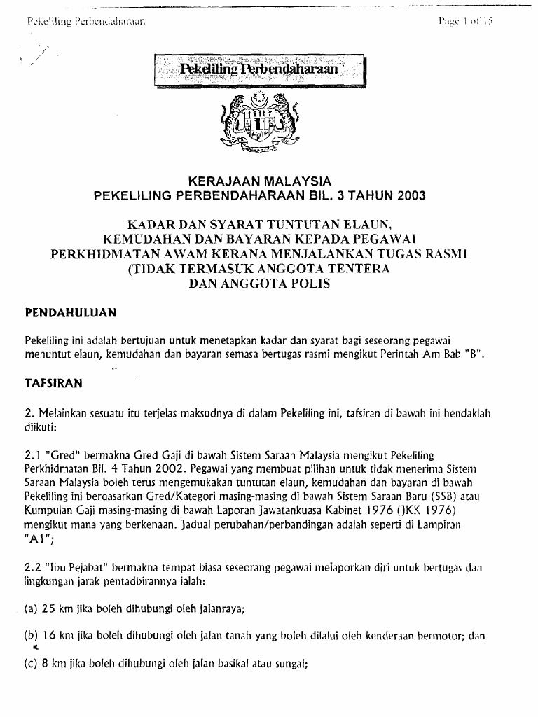 Pekeliling Kadar Dan Syarat Tuntutan Elaun Pdf