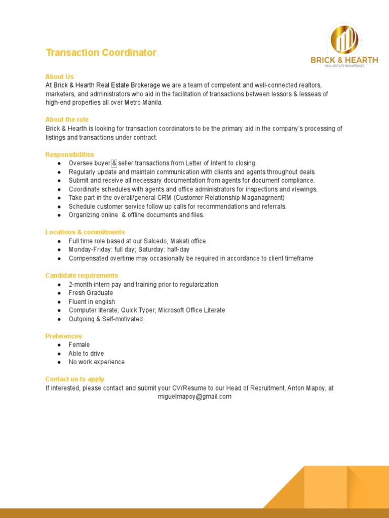 Job Descriptions PDF Lease Business