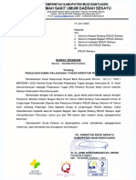 SURAT EDARAN - Penulisan Nama Pelaksana Tugas Direktur RSUD Sekayu