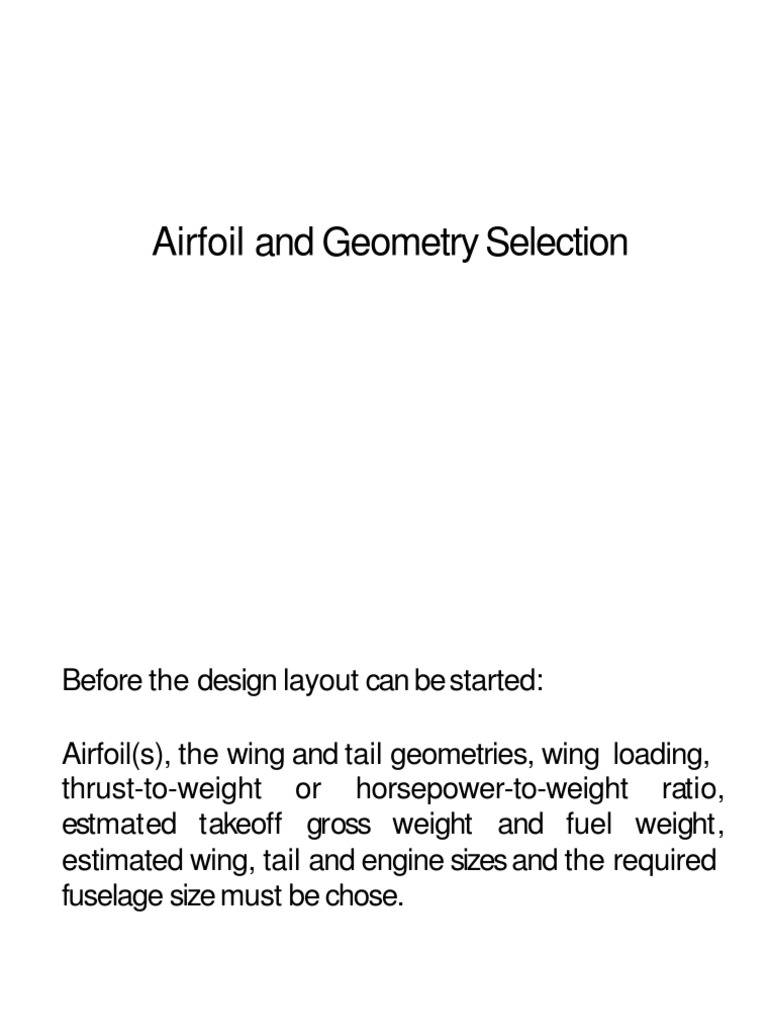 4 AE451 Geometryselection New | PDF | Airfoil | Lift (Force)