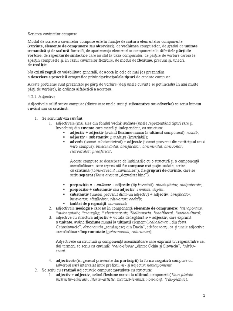 Scrierea Cuvintelor Compuse PDF | PDF