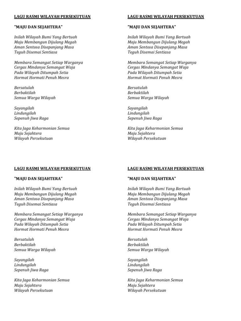 Lagu Rasmi Wilayah Persekutuan Pdf
