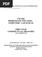 CSE 1061 - Problem Solving Using Computers Lab Manual-Aug2020