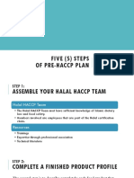 Five Steps of Pre-HHACCP Plan