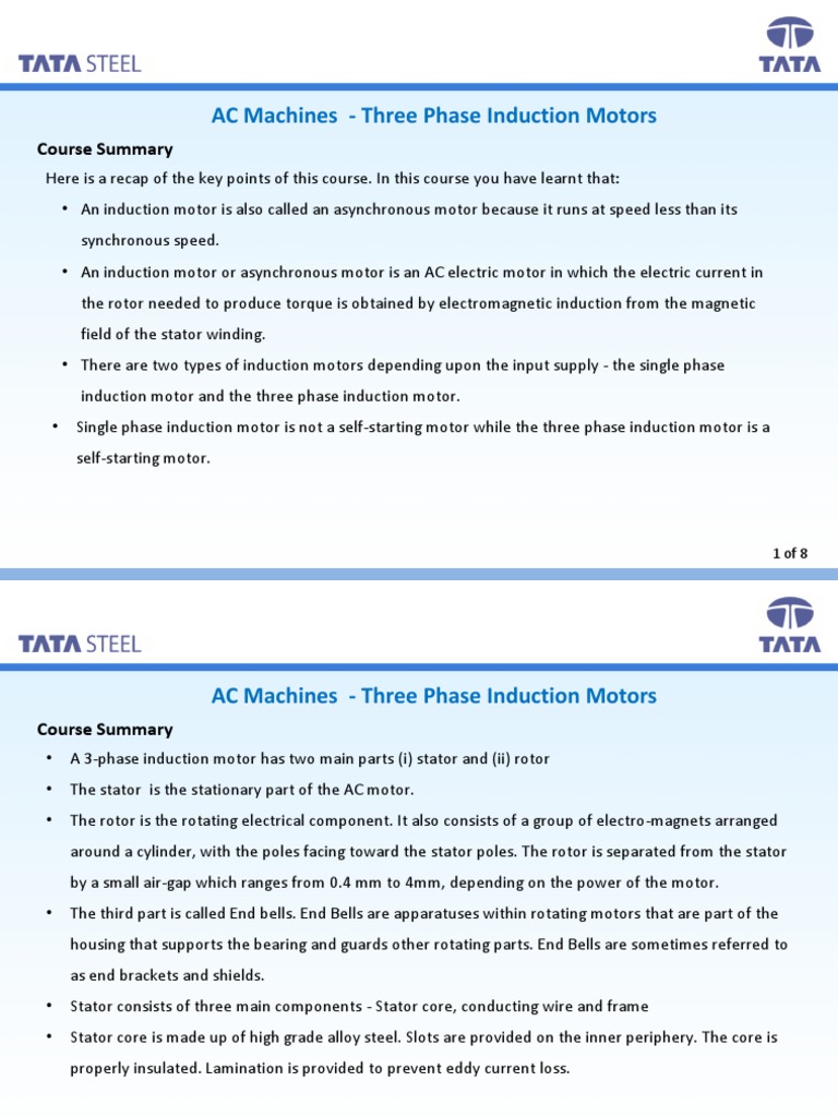 AC MachinesThree Phase Induction Motors PDF Electric Motor