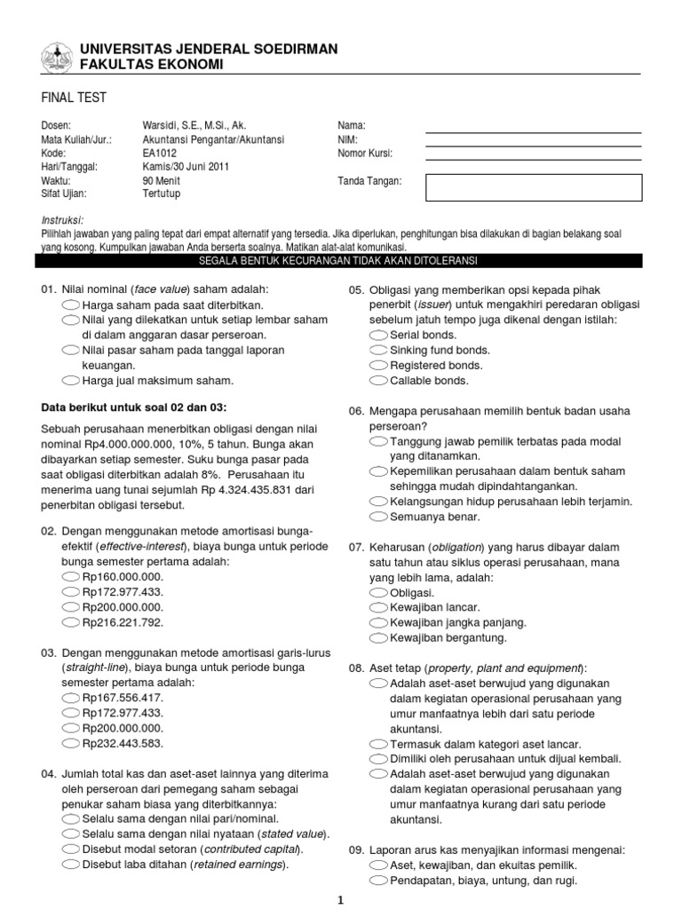 Uas Akuntansi Pengantar Ii Warsidi