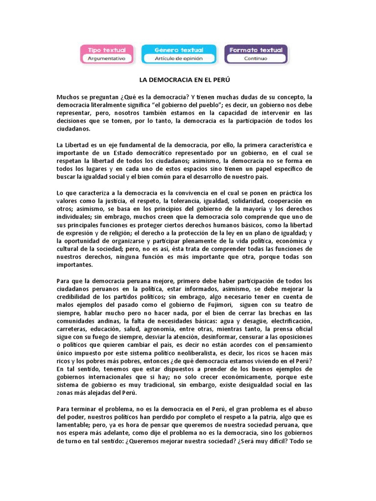 La Democracia en el Perú: Retos y Propuestas | PDF | Democracia ...
