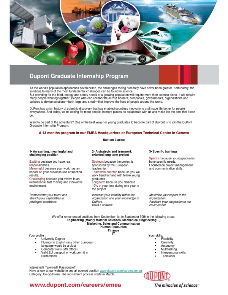 DuPont Graduate Internship Program | PDF | Internship | Job Hunting