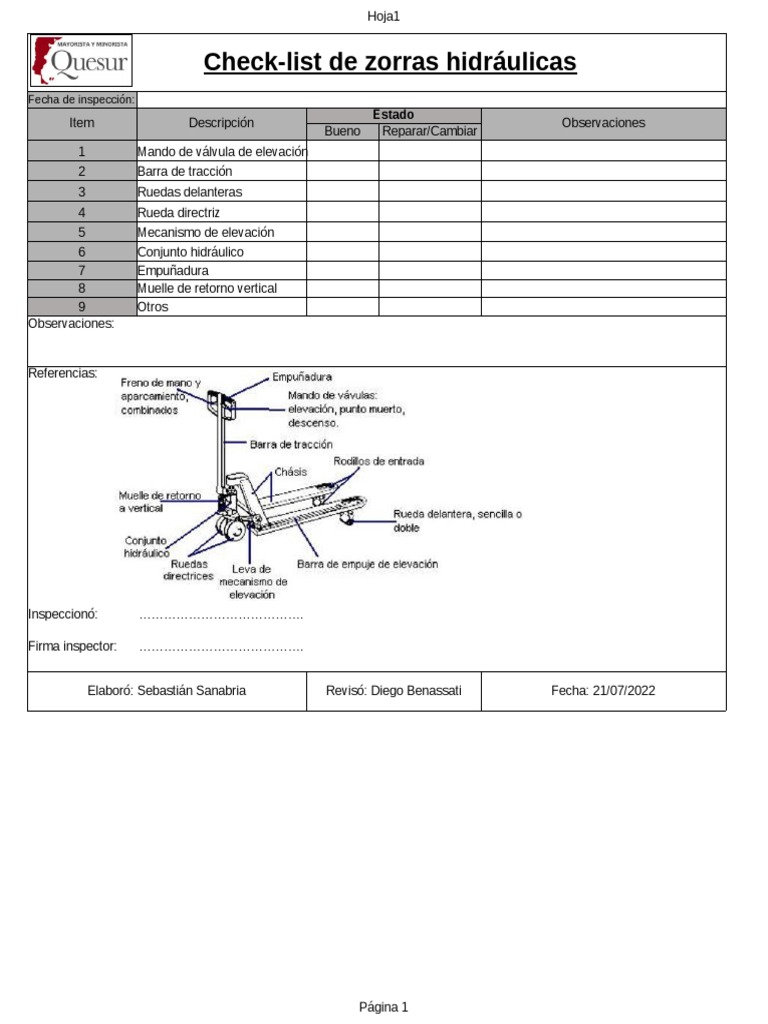 Check-List Zorras Hidraulicas | PDF
