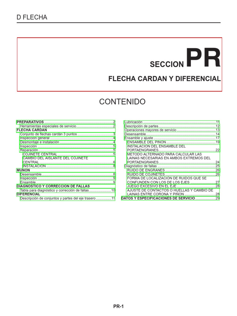 Cardan y Diferencial PR | PDF | Engranaje | Rodamiento (Mecánico)