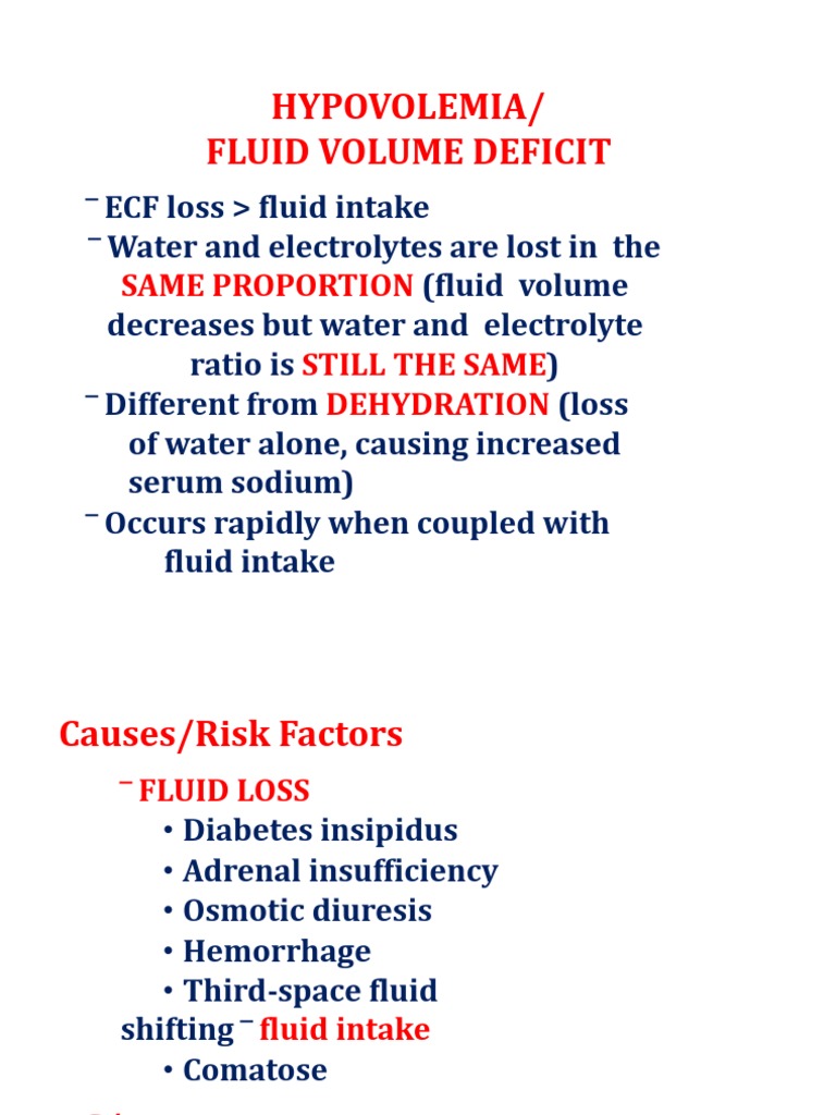 Fluid Volume Disturbances PDF Dehydration Edema