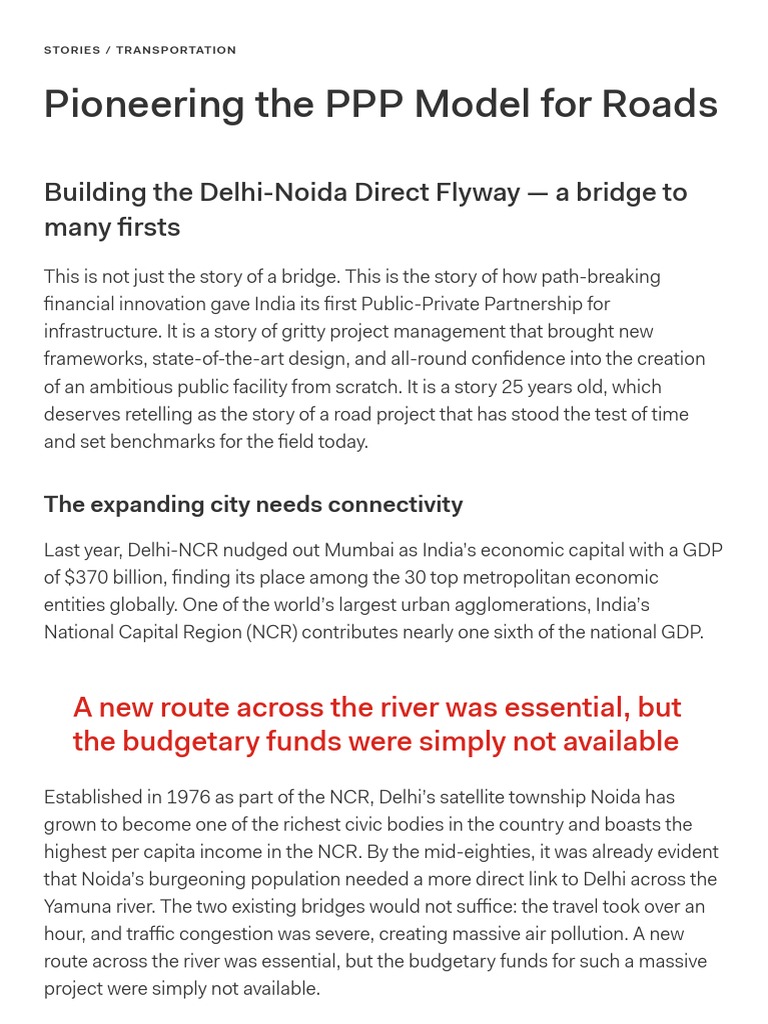 IL FS Pioneering The PPP Model For Roads Noida Toll Bridge PDF