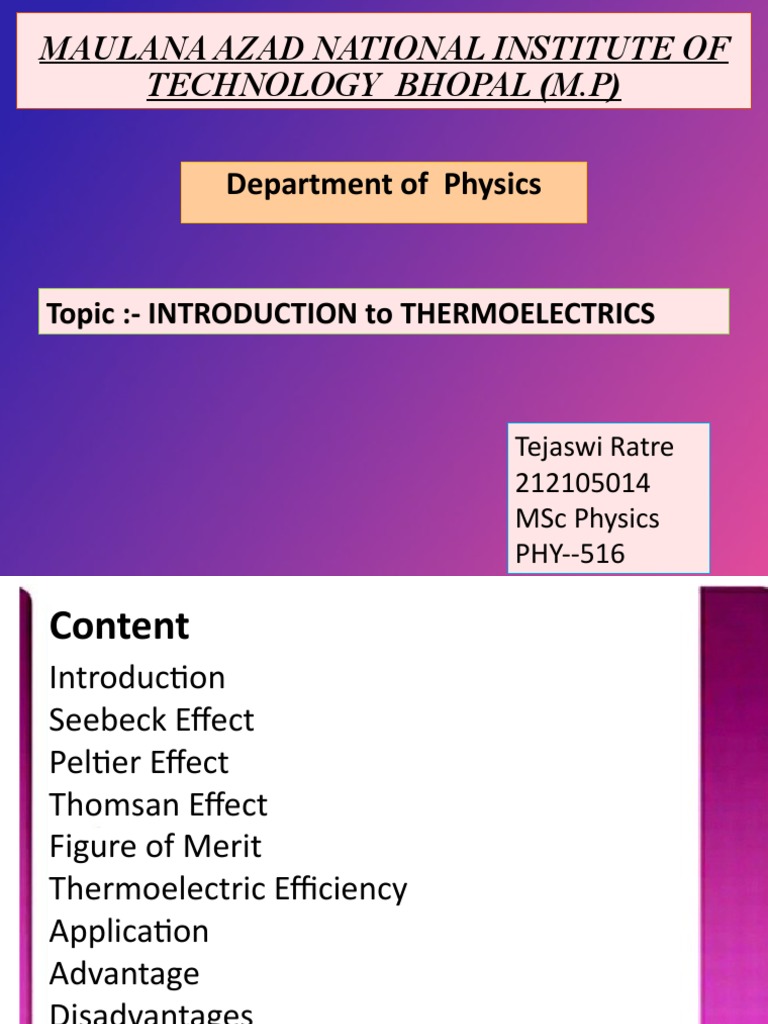 Thermoelectric Seminar PDF Physics Building Engineering
