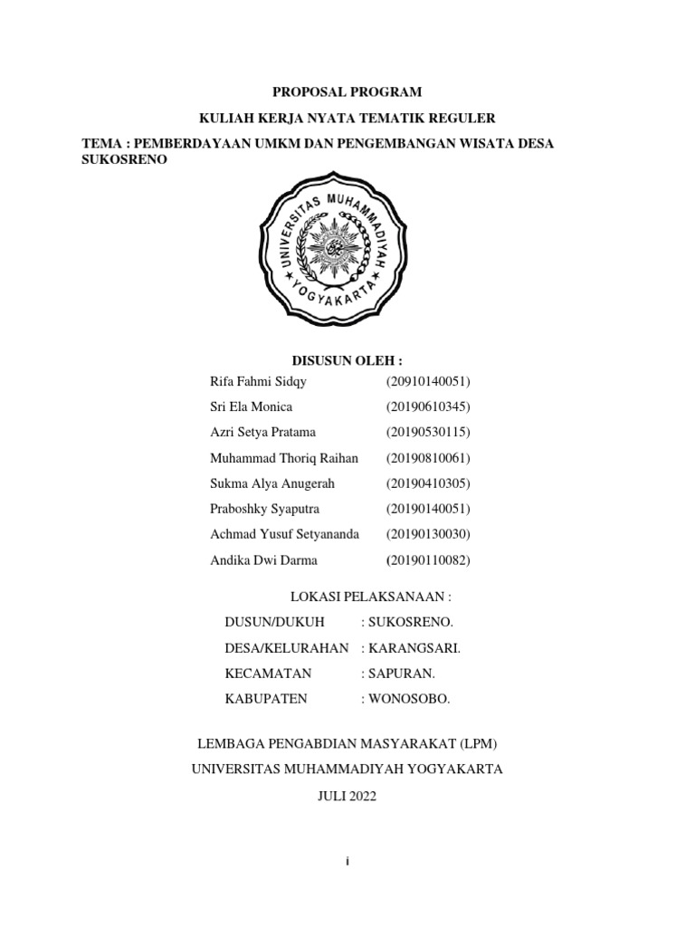 Proposal Program Kerja KKN | PDF
