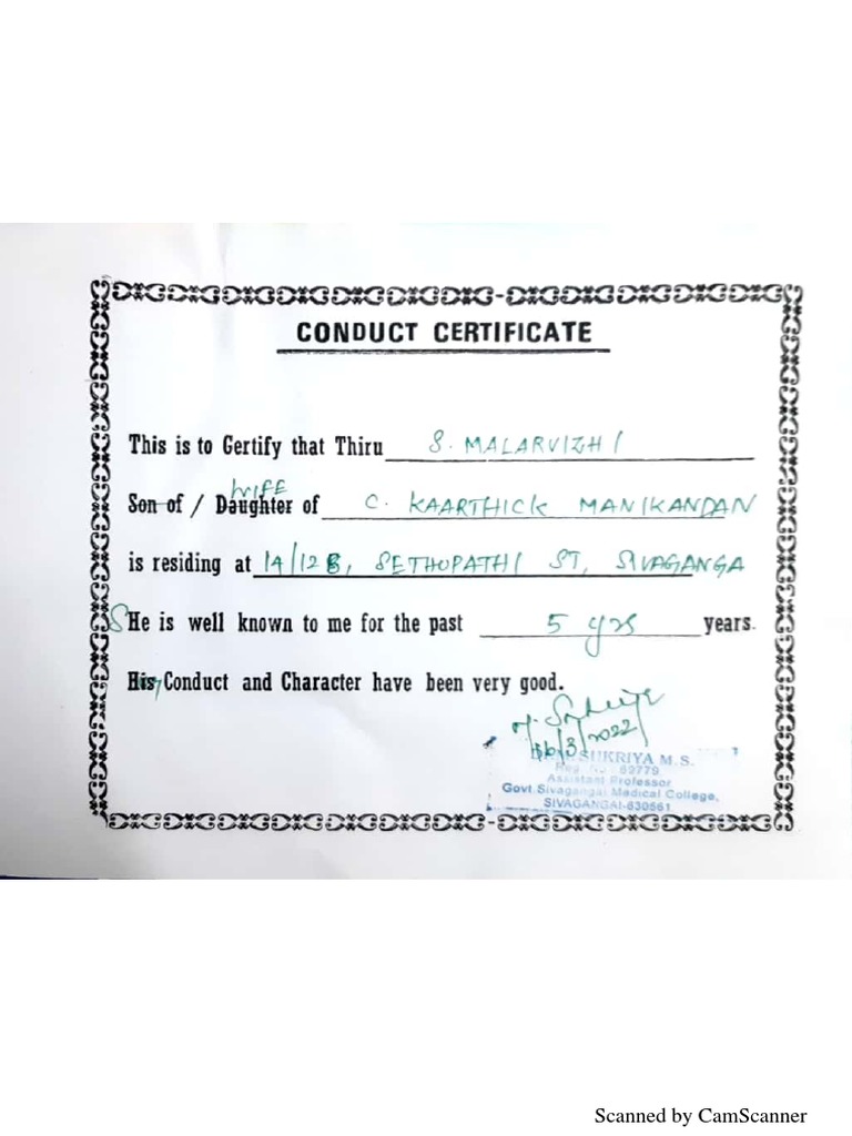 Conduct Certificate | PDF