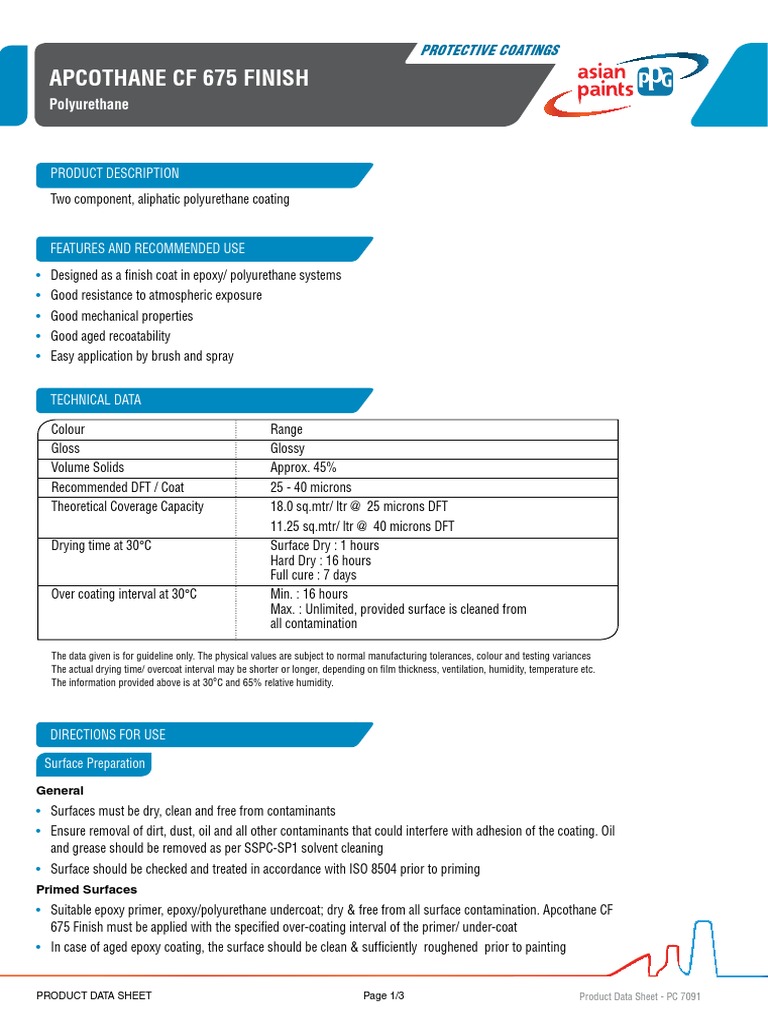 Apcothane CF 675 Product Data Sheet | PDF