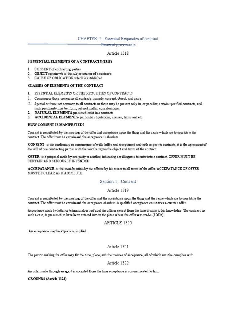 Understanding the Essential Elements of Contract Consent, Object, and