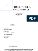 Critique a Journal Article