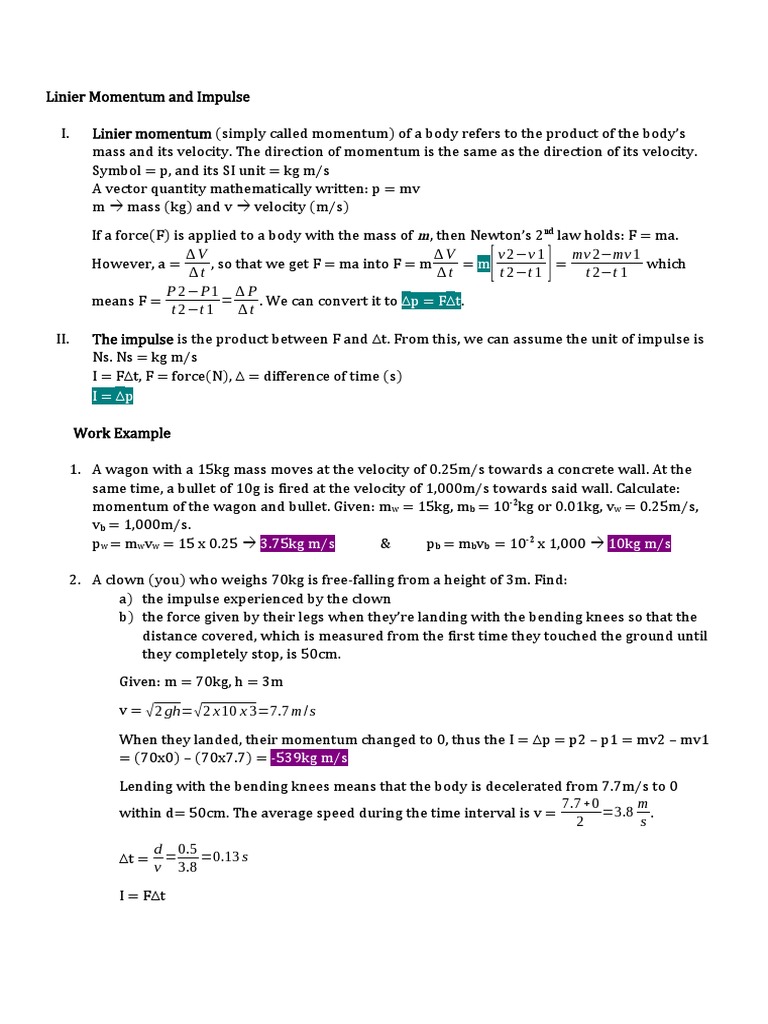 Linier Momentum and Impulse | PDF | Momentum | Collision