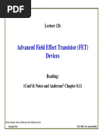 Advanced Field Effect Transistor (FET) Devices: Lecture 12b