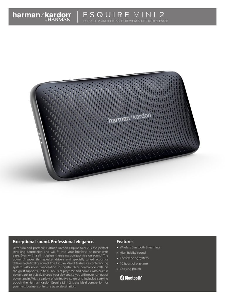 HK Esquire Mini2 Spec Sheet English PDF Bluetooth I Pod