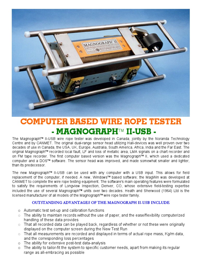 Magnograph II-USB Wire Rope Tester | PDF | Icon (Computing) | Wire