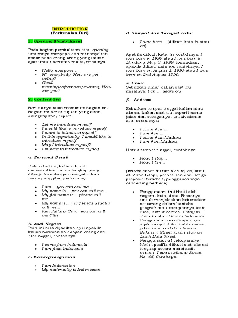 Panduan Perkenalan Diri yang Efektif | PDF