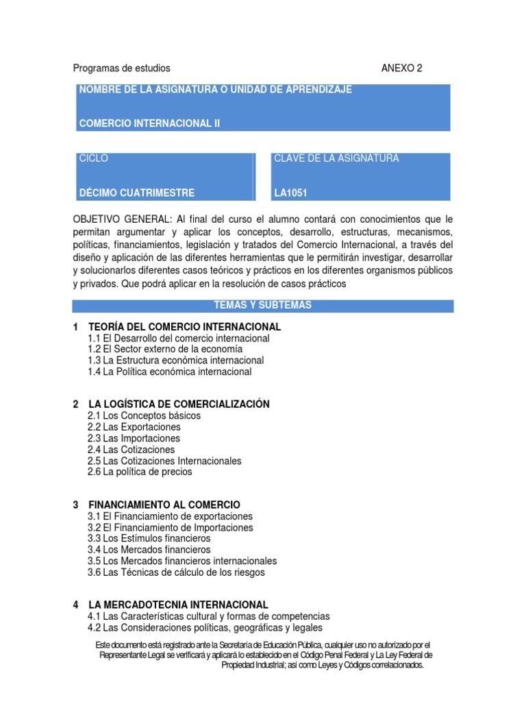 Comercio Internacional II: Contenidos y Objetivos | PDF | Comercio | El ...