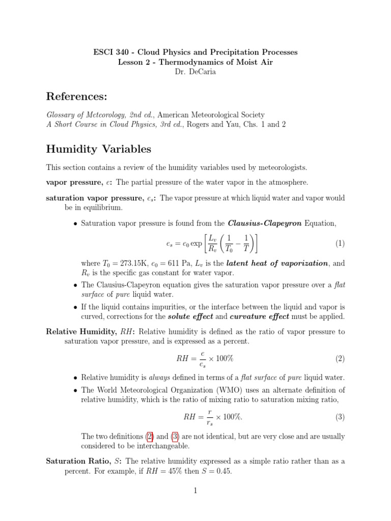 02Thermodynamicsofmoistair PDF Humidity Heat