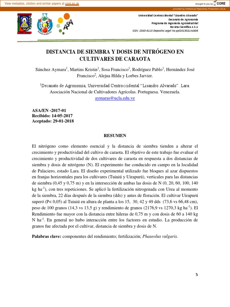 Siembra y Cultivo de Caraota | PDF | Agricultura | Agronomía