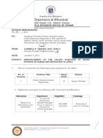 Division Memo No 014, s.2021 - Announcement of The Vacant Positions of Deped Samar and Invitation To Apply)