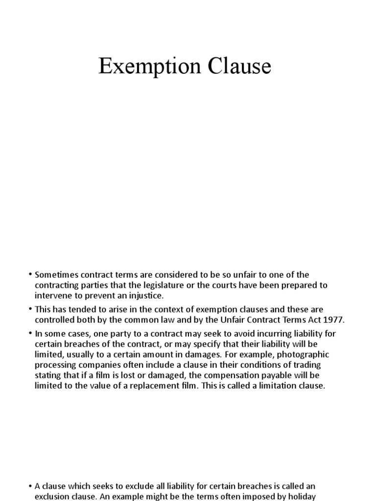 Exemption Clause PDF Legal Liability Negligence