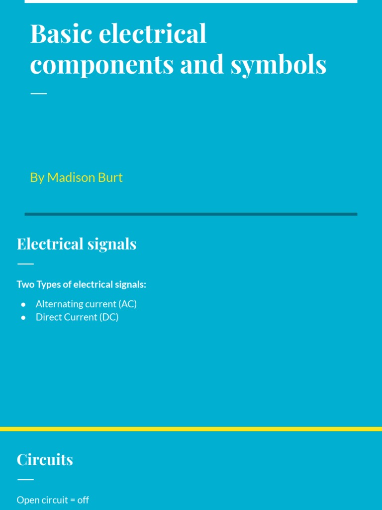 Basic Electrical Components and Symbols | PDF