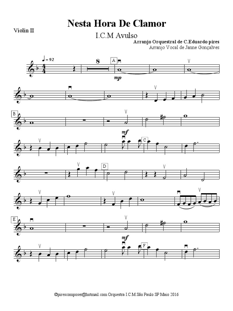 Nesta Hora de Clamor Violin II PDF
