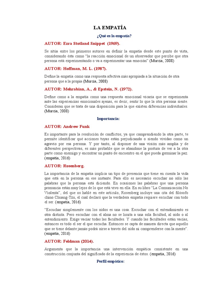 La Empatía | PDF | Empatía | Las emociones