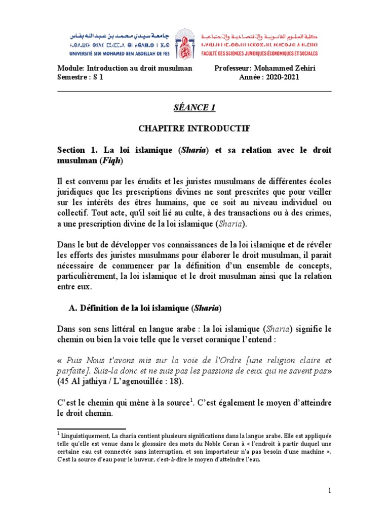 Introduction au droit musulman et charia | PDF | Charia | Coran