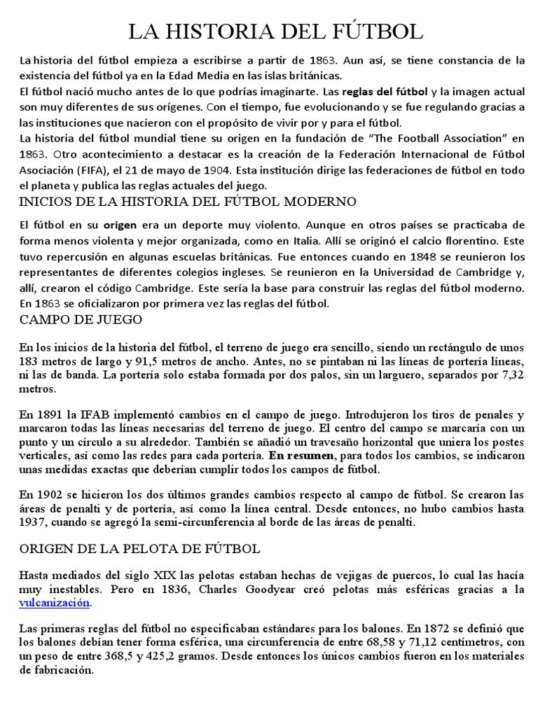 Evolución de la Historia del Fútbol | PDF | Asociación de Futbol ...