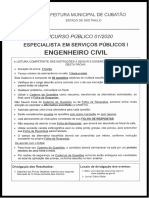 Engenheiro Civil - Câmara de CubatãoSP