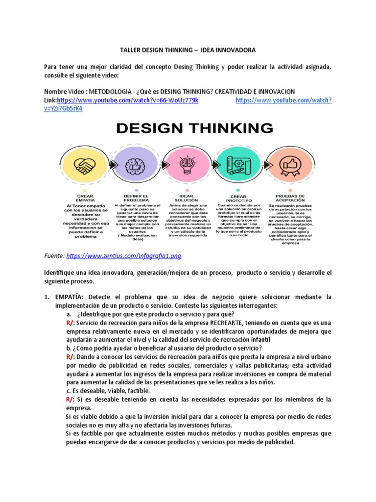 Taller Design Thinking 1 | PDF | Publicidad | Business
