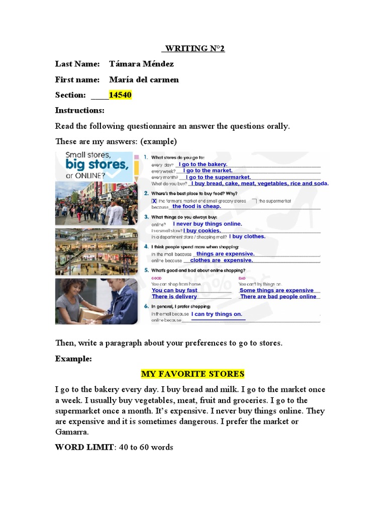 Writing 2 de Inglés | PDF