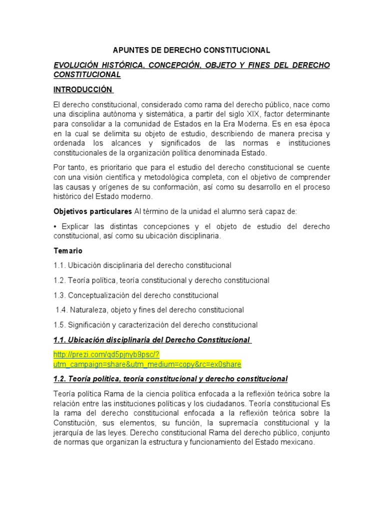 Apuntes sobre Derecho Constitucional | PDF | Constitución | Estado ...