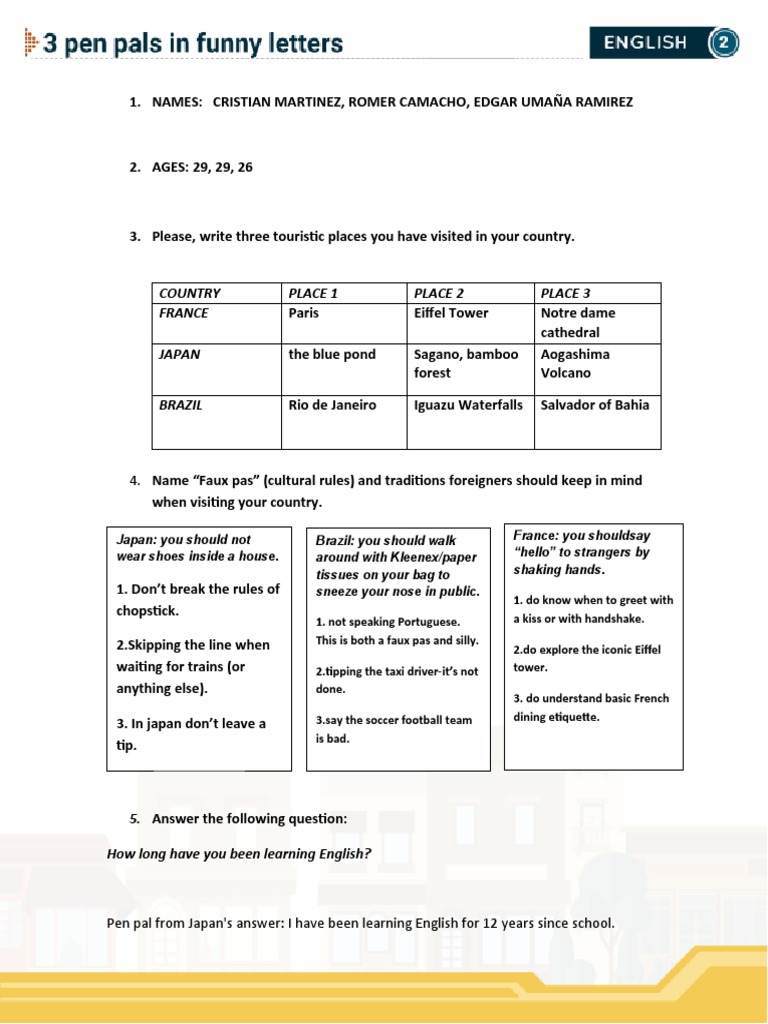 Pen Pal Application Form