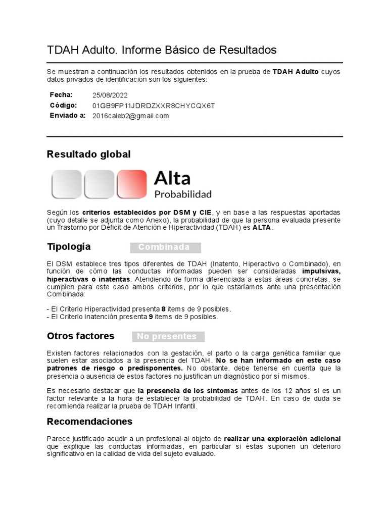 Prueba de TDAH | PDF | Desorden hiperactivo y deficit de atencion ...