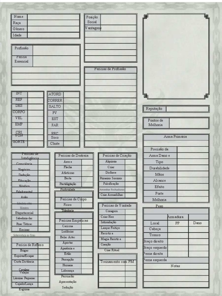 Ficha de Personagem para RPG Medieval | PDF